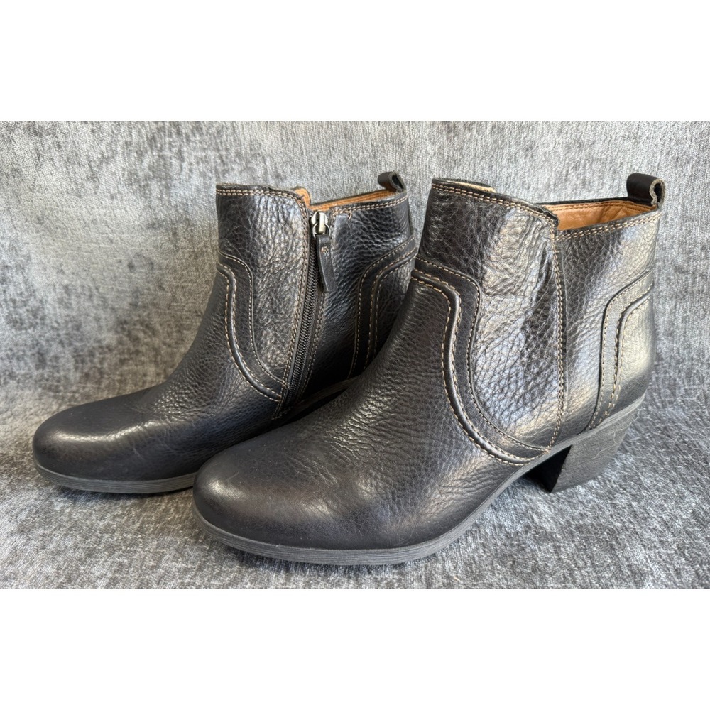Womens Sz 10 M Comfortiva Arnon Black Leather Booties Zip Up Ankle Boots